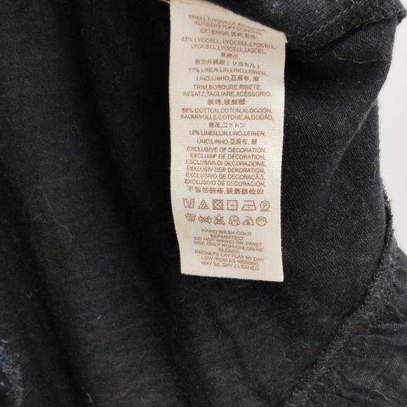 Free People Black Embroidered Linen Blend Tank Top - Picture 7 of 8